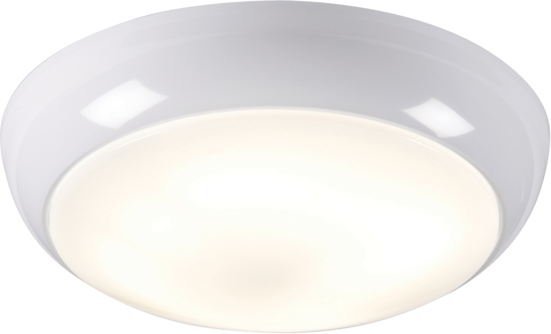 IP44 28W HF EmergencyPolo Bulkhead with Opal Diffuser and White Base