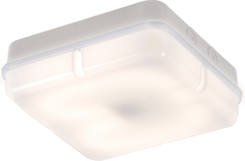 IP65 28W HF Square Emergency Bulkhead  with Opal Diffuser and White Base