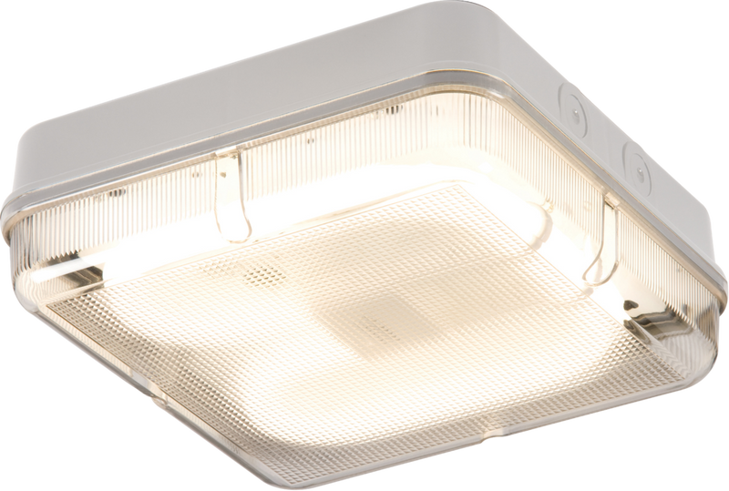 IP65 28W HF Square Emergency Bulkhead with Prismatic Diffuser and White Base