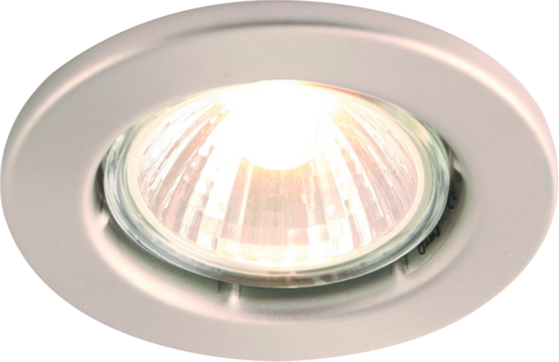 IP20 50W GU10 Brushed Chrome Recessed Fixed Downlight
